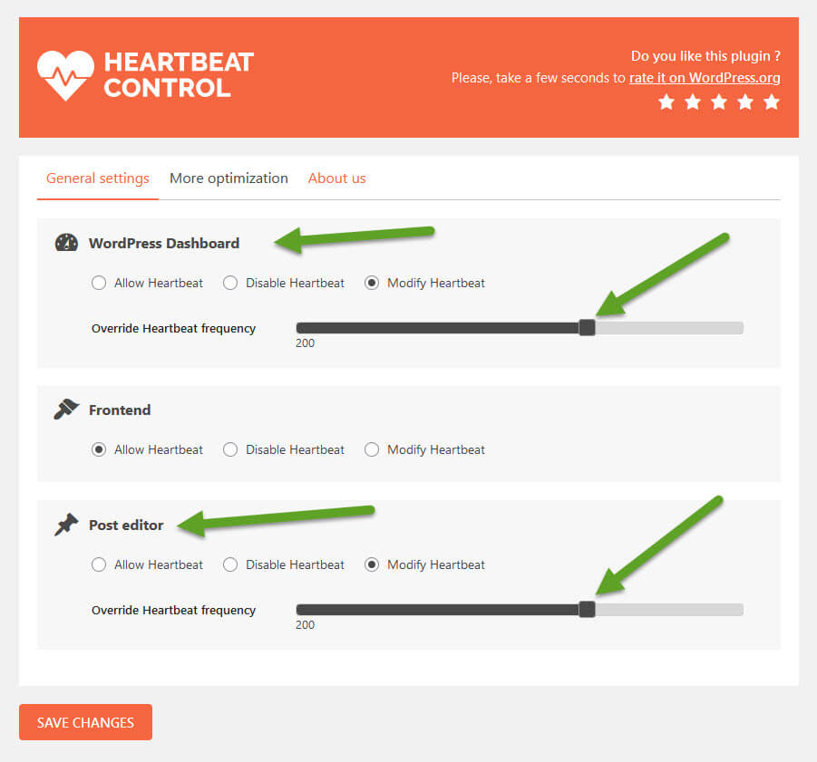 WordPress heartbeat-control