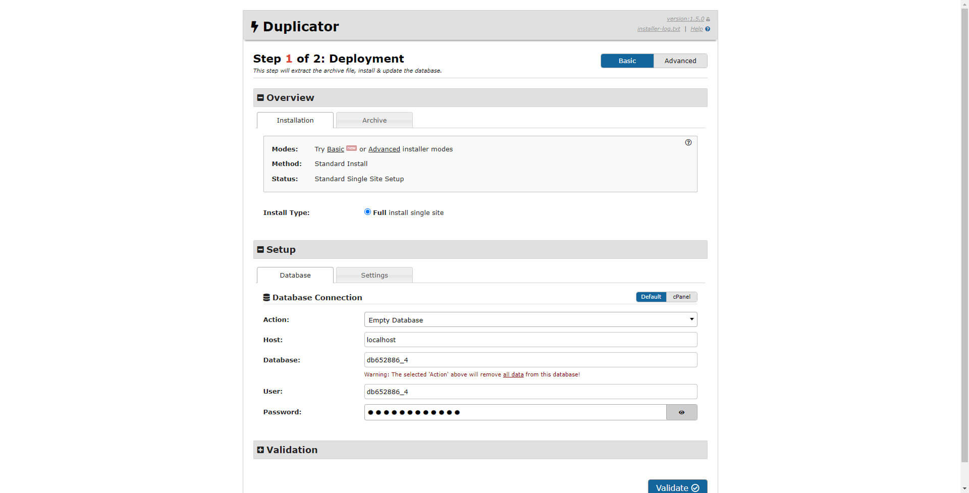 WordPress Webdesign duplicator wiederherstellen