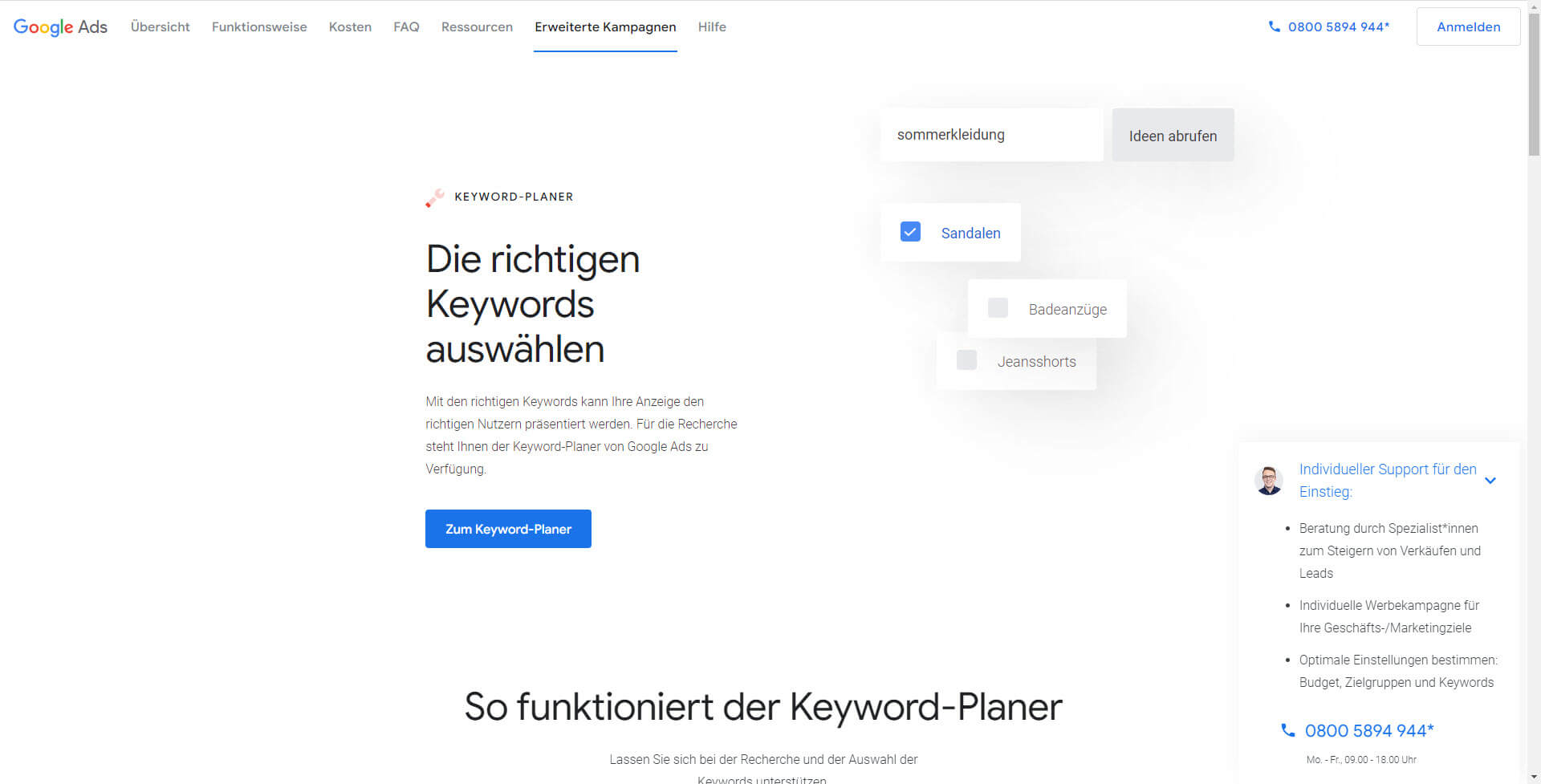 WordPress google keyword planer